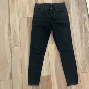 Just black denim skinny jeans.